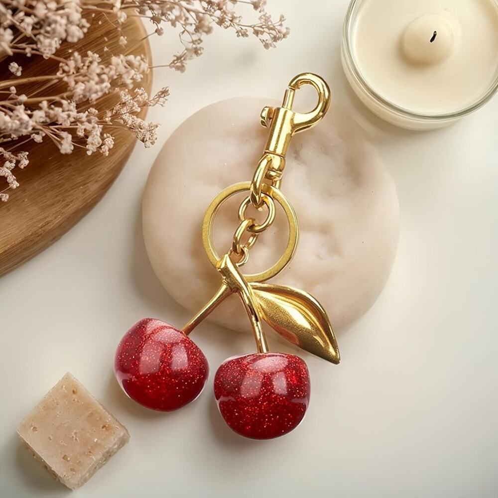 Cherry Bag Charm Purse Charms Keychain- Car Cherry Accessories keychian Gifts - Picture 4 of 7